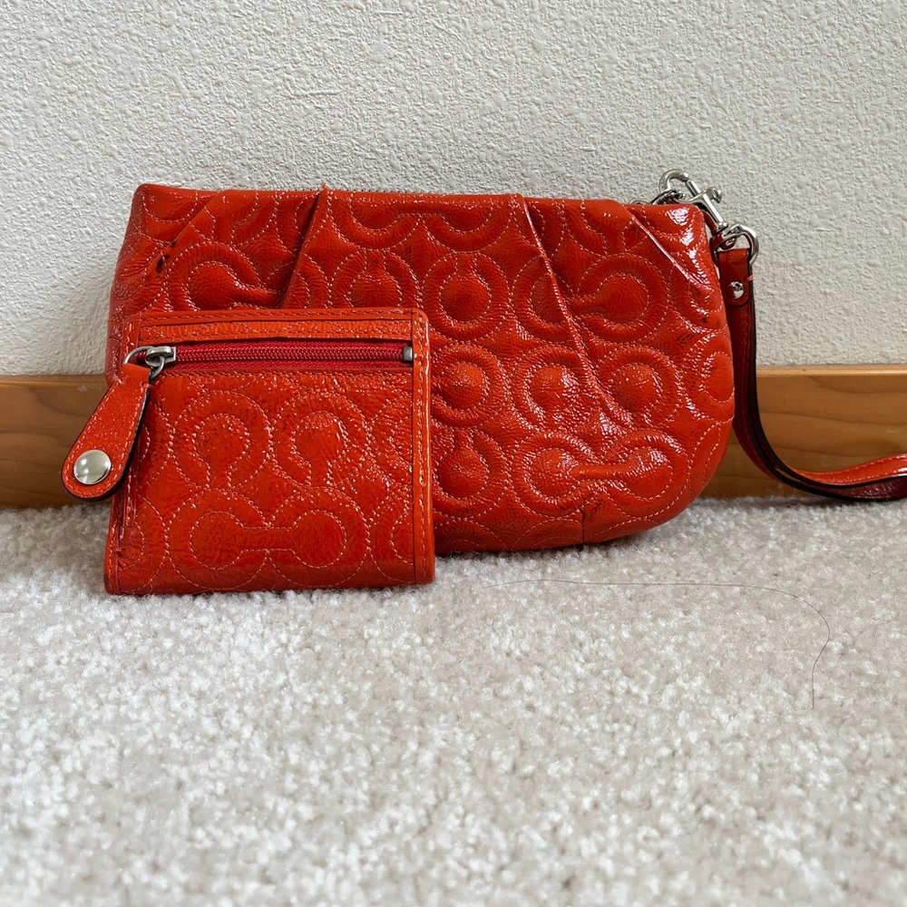 Coach Red Clutch and Wristlet Set